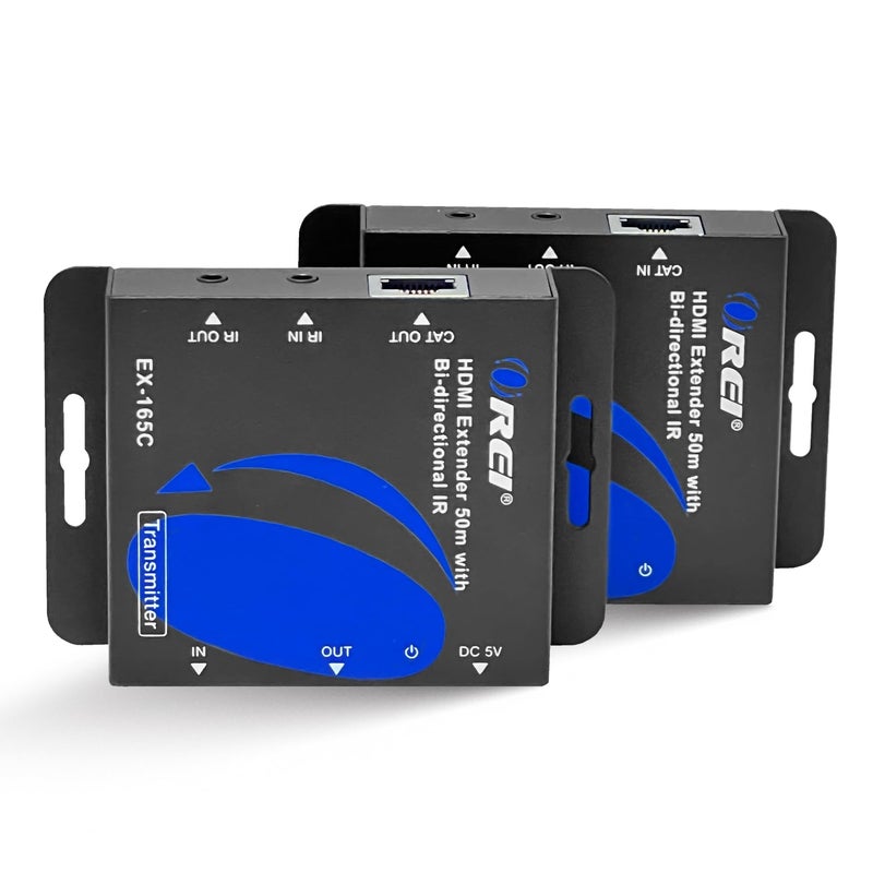 OREI HDMI over Ethernet Extender over Cat6/Cat7 Cable upto 165 Feet 1080p, Full HD, Local Loop Out Option, with IR Control EDID POC Function Transmitter and Receiver (EX-165C) - Image 1